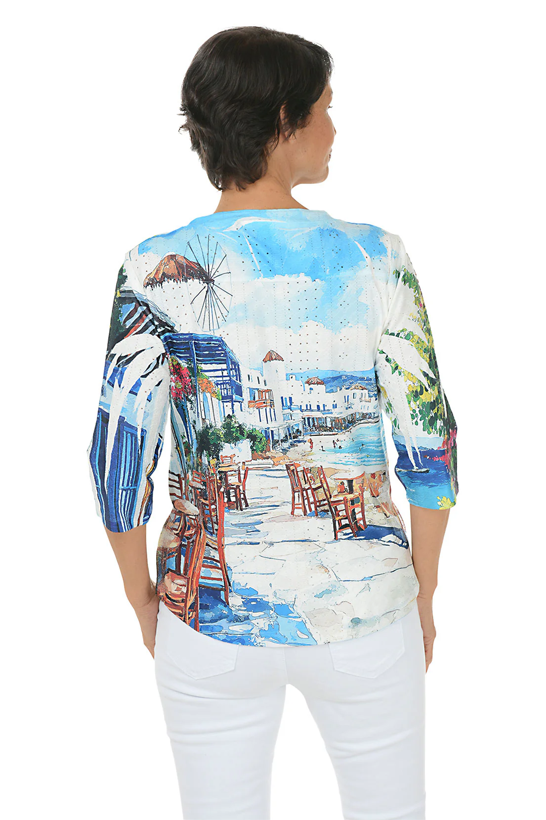 Mykonos High-Low Eyelet Top - Image 3