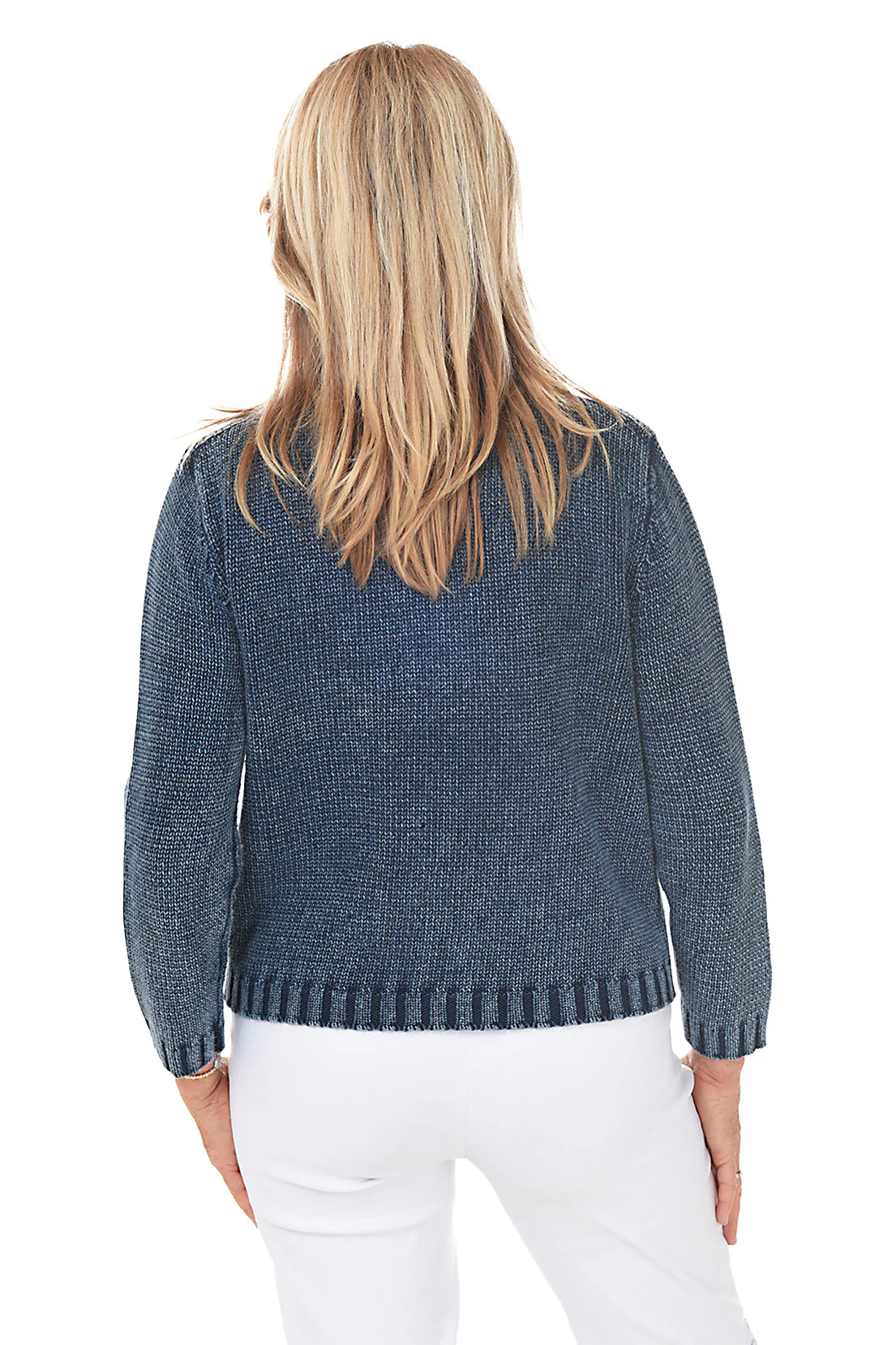 Button-Front Denim Sweater Jacket - Image 3